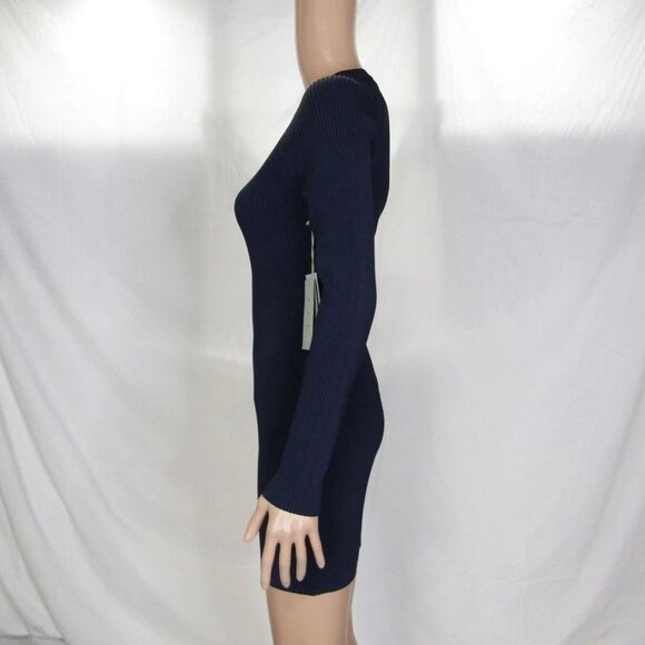 NEW A.L.C. Women's Stretch Ribbed Long Sleeve Mini Dress Navy Blue Size M - Picture 2 of 12